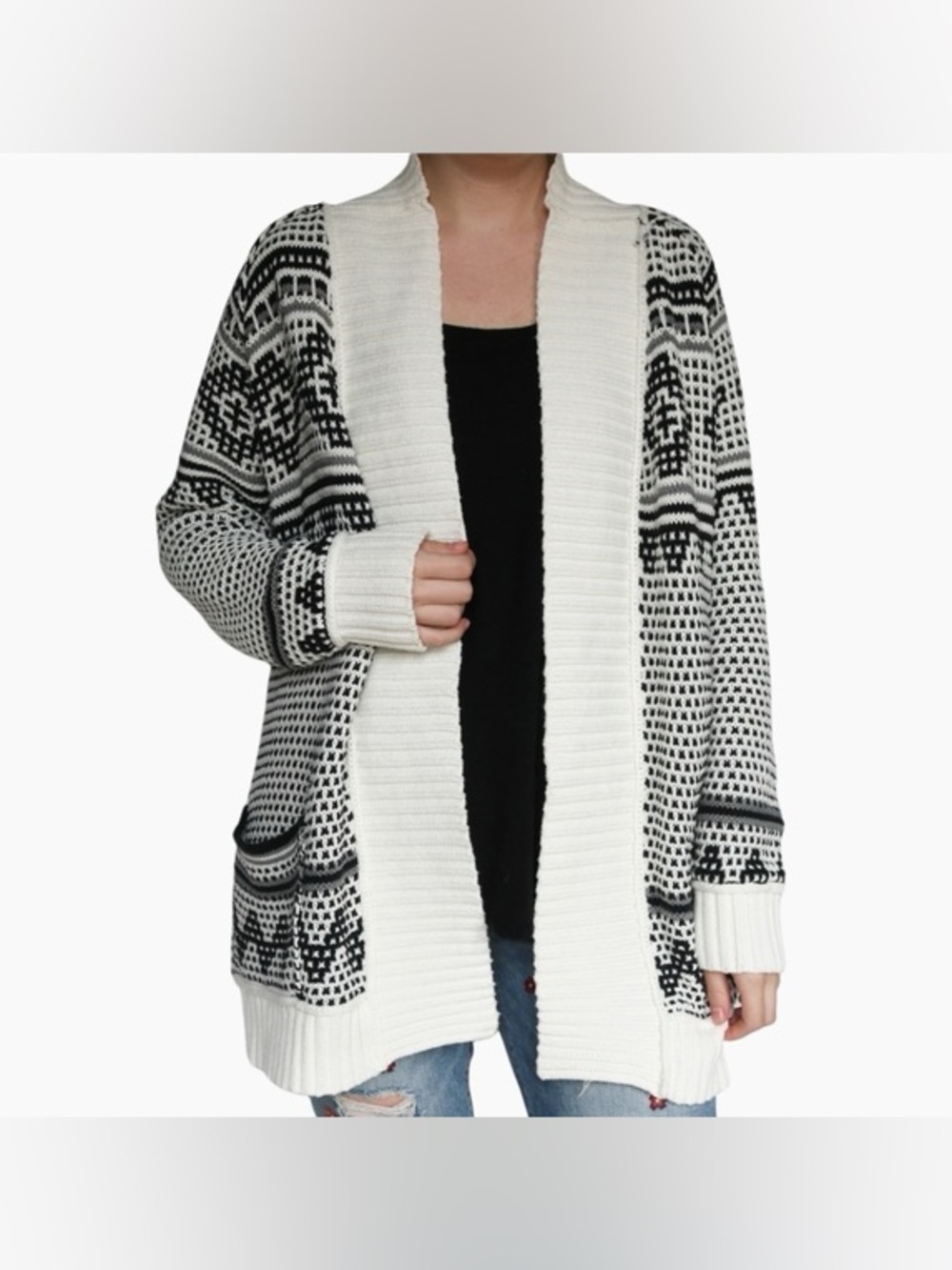 Chaser Open Knit Geometric Cardigan size medium retails $118